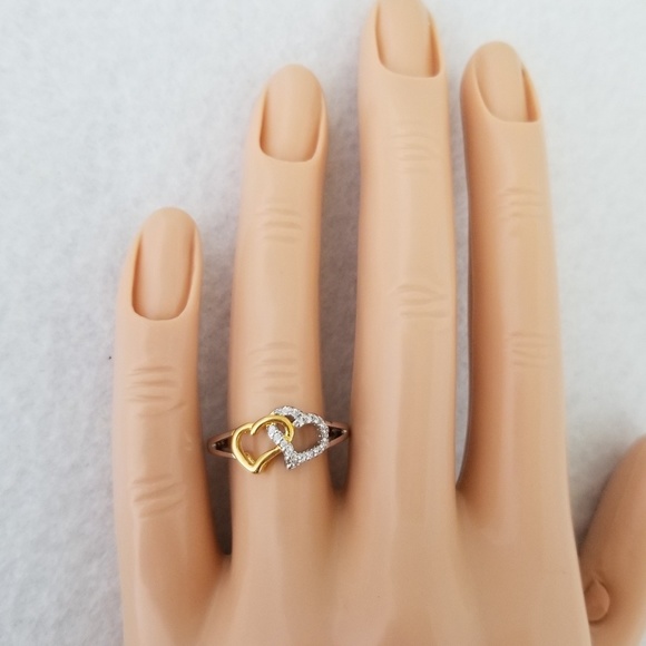 Sterling & 18k Hearts Ring - Picture 7 of 8